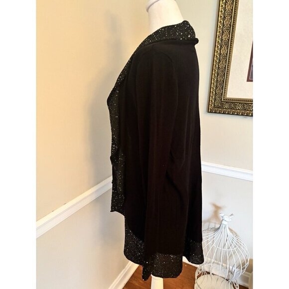 Soft Surroundings Womens Size M Black Open Front Cardigan Sweater Sequin Trim - Picture 5 of 6